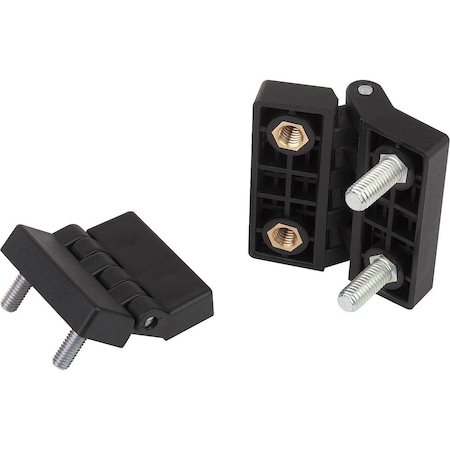 Kipp Hinge W. Bush, W. Fastening Screw 48X48, Thermoplastic Black, A1=15, A2=15, A3=24, A4=24 K1007.05241515